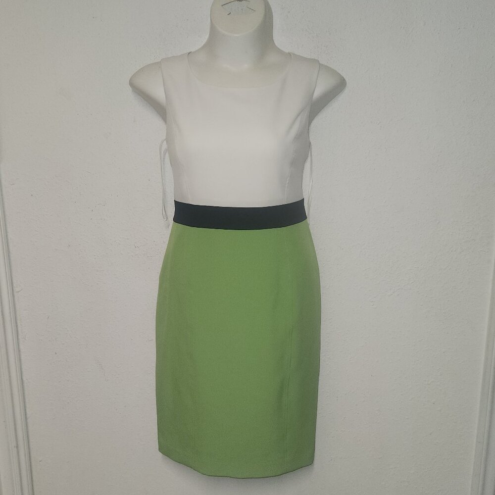 Black Label by Evan Picone ** Midi Dress, Lime, white, black in size 14